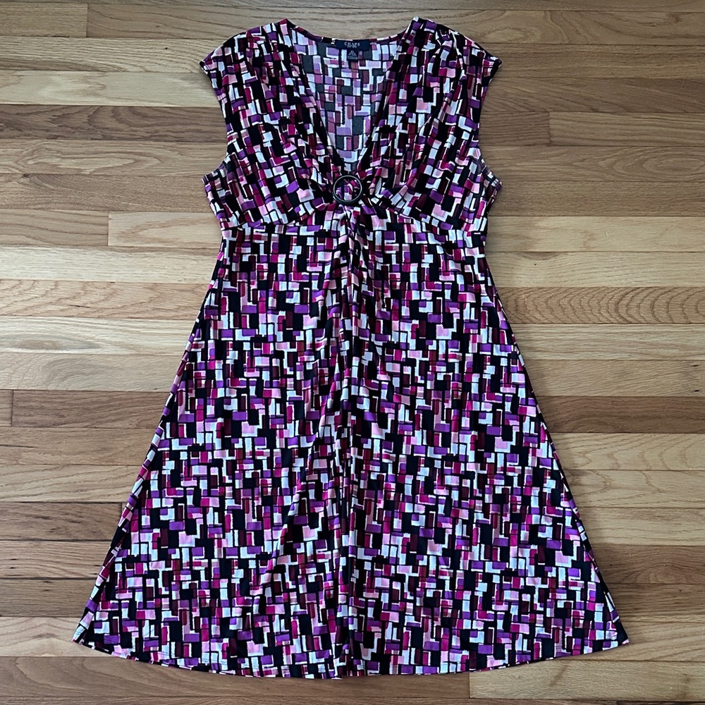 Chaps Multicolor Abstract Midi Dress